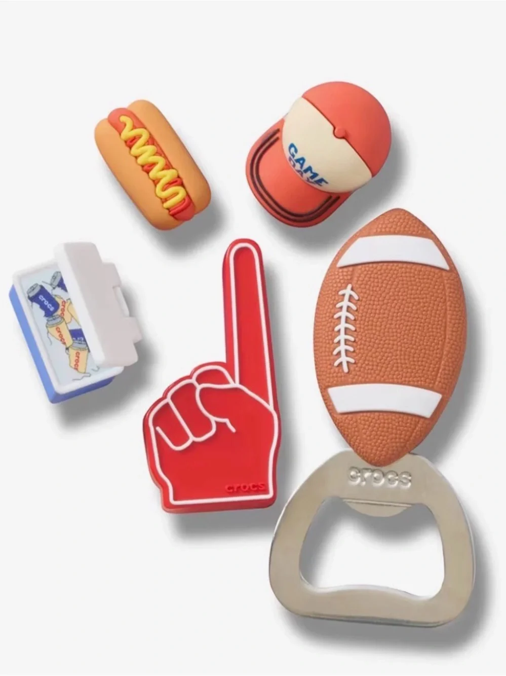 CROCS Football Fan Jibbitz Charm Pack - Red, Orange, Brown, White